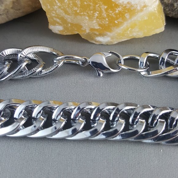 Silver Stainless Steel Cuban Curb Bracelet - Picture 4 of 5